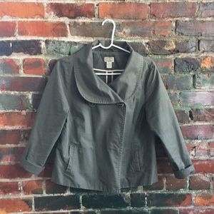 Anthropologie cropped olive cotton jacket